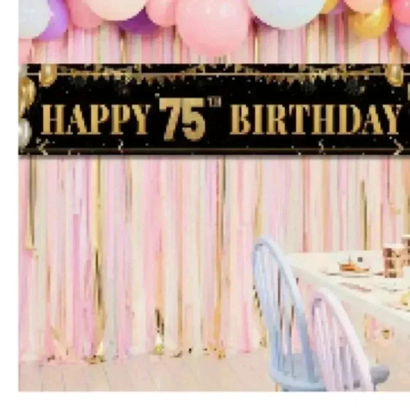 BUNDLE: 75th Birthday party decor package. 10 individual pieces. - Picture 2 of 16